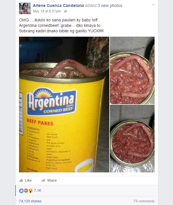 worm in canned goods