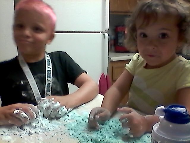 Justin and Aubrey playing with play dough Justin and Aubrey playing with play dough
