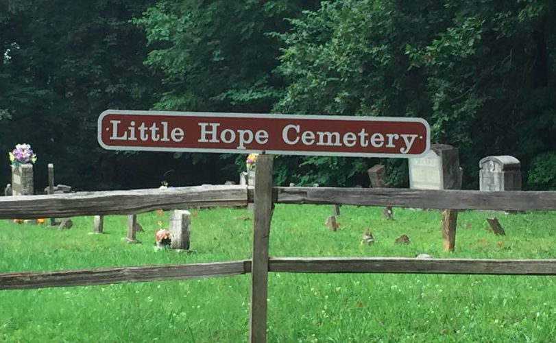The sign for the Little Hope Cemetery at Mammoth Cave National Park, Kentucky. Photo taken by and the property of FourWalls. The sign for the Little Hope Cemetery at Mammoth Cave National Park, Kentucky. Photo taken by and the property of FourWalls.