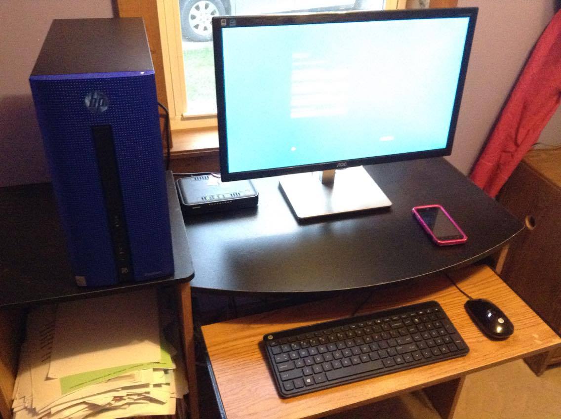 My new computer and monitor all hooked up My new computer and monitor all hooked up