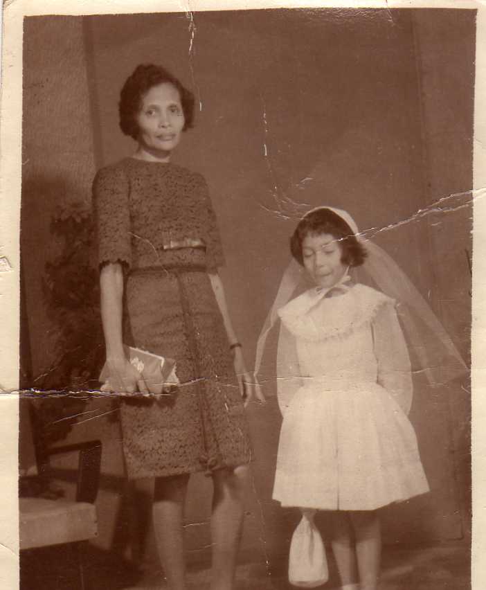 me and my mother on my first Holy Communion.