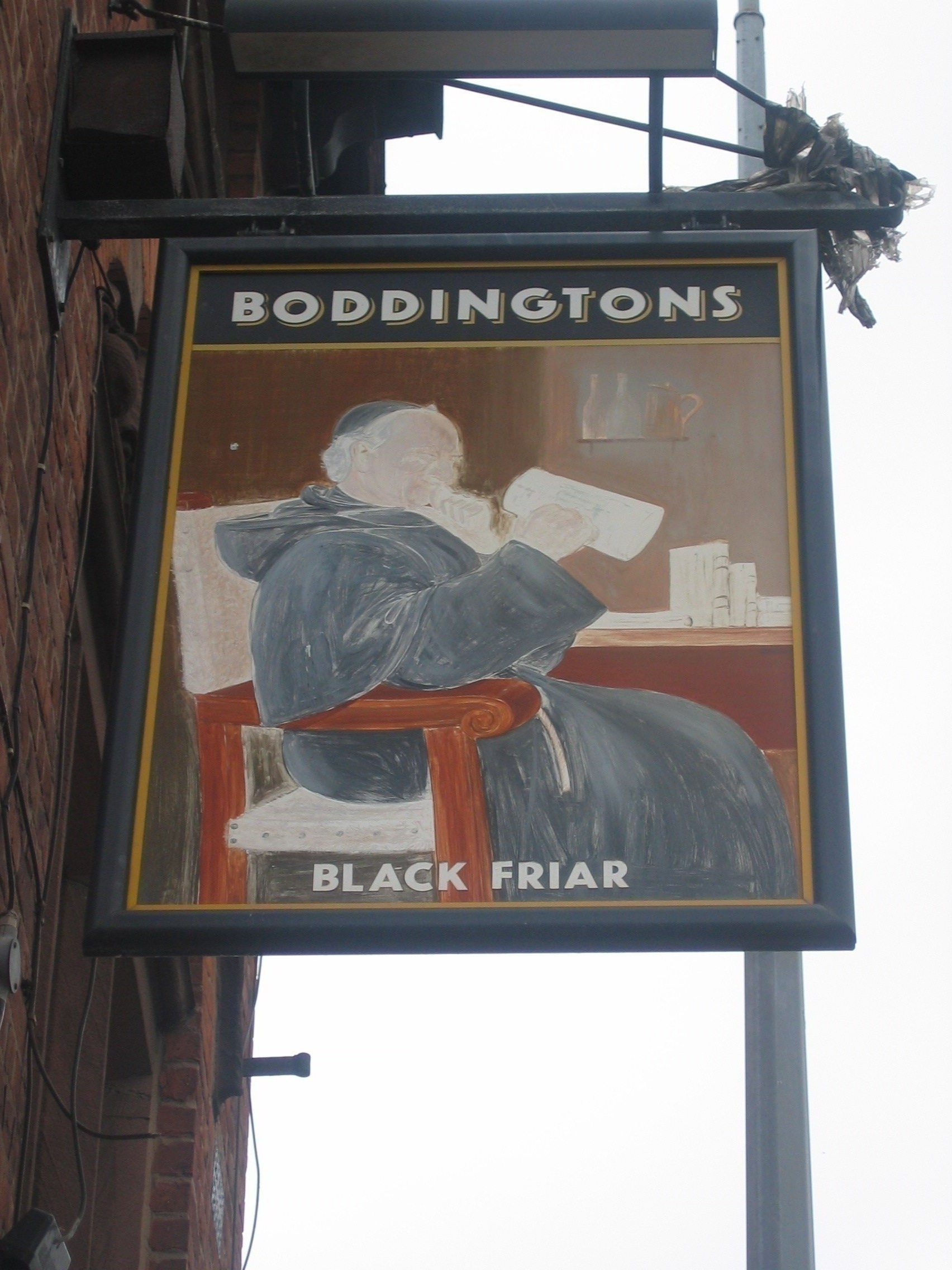 Photo taken by me - The Black Friar pub sign, Salford