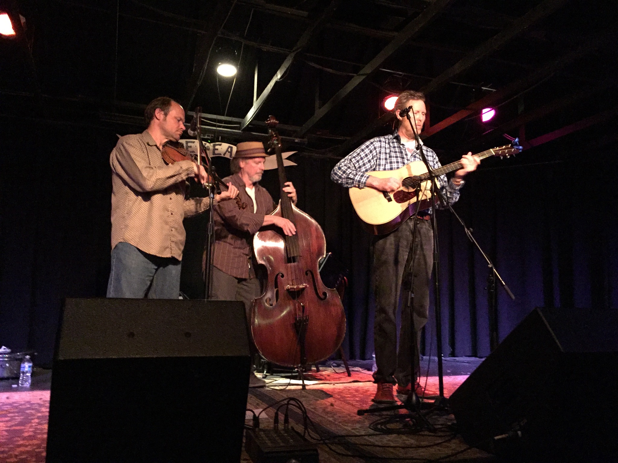 L-R: Shad Cobb, Todd Phillips, and Robbie Fulks at the Grey Eagle in Asheville, NC.  Photo taken by and the property of FourWalls.