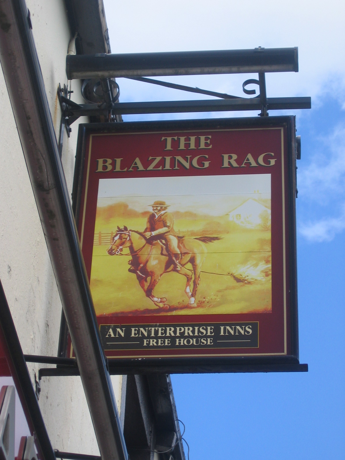 Photo taken by me – pub sign for the Blazing Rag Mosseley Tameside Manchester Photo taken by me – pub sign for the Blazing Rag Mosseley Tameside Manchester