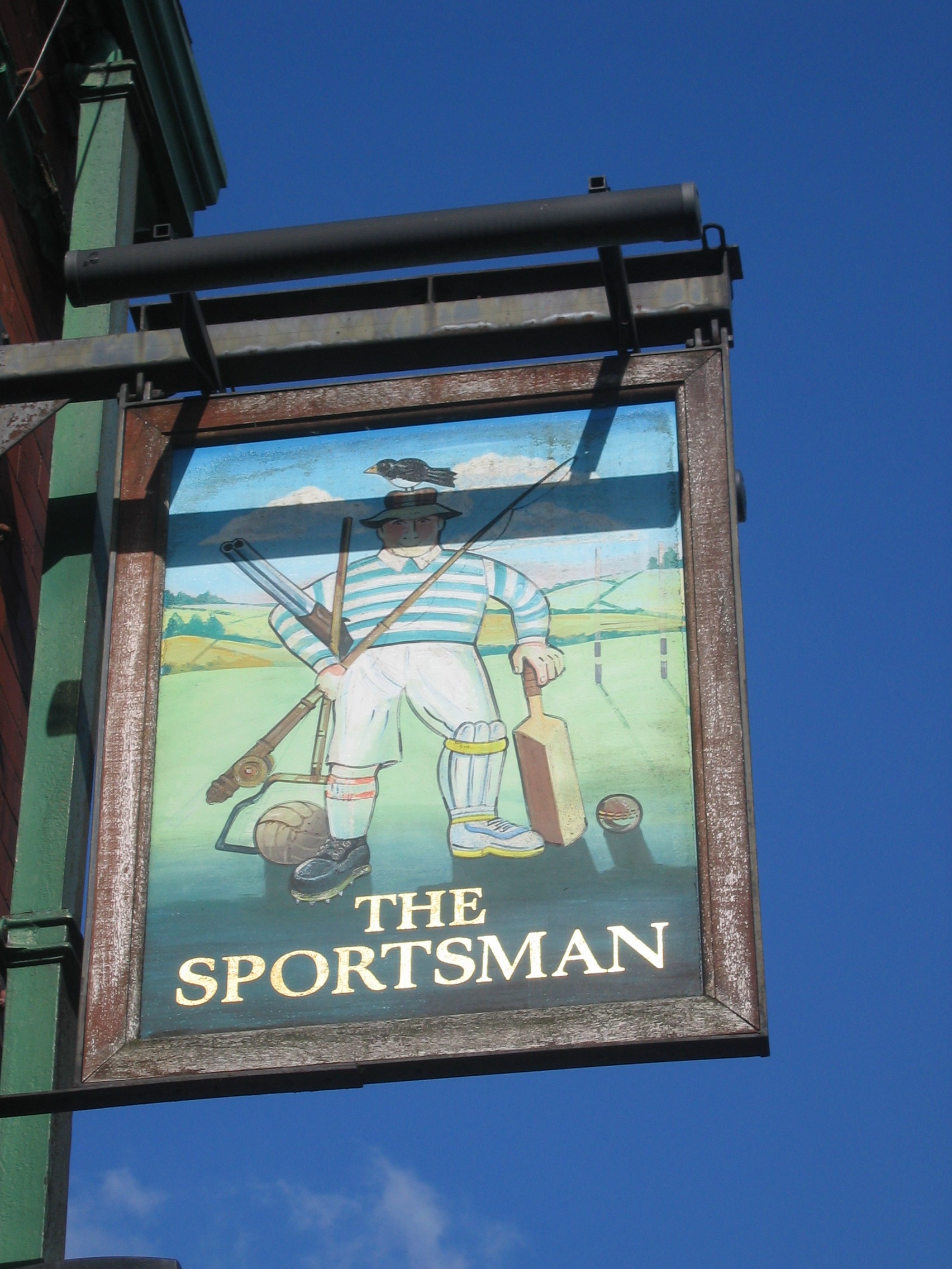 Photo taken by me – pub sign for The Sportsman – Hyde, Cheshire