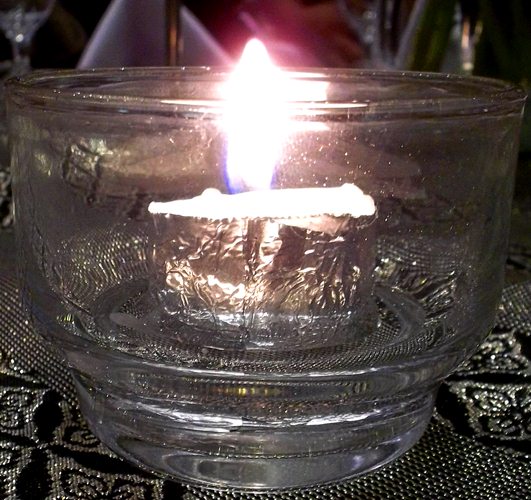 candle light, glass cup