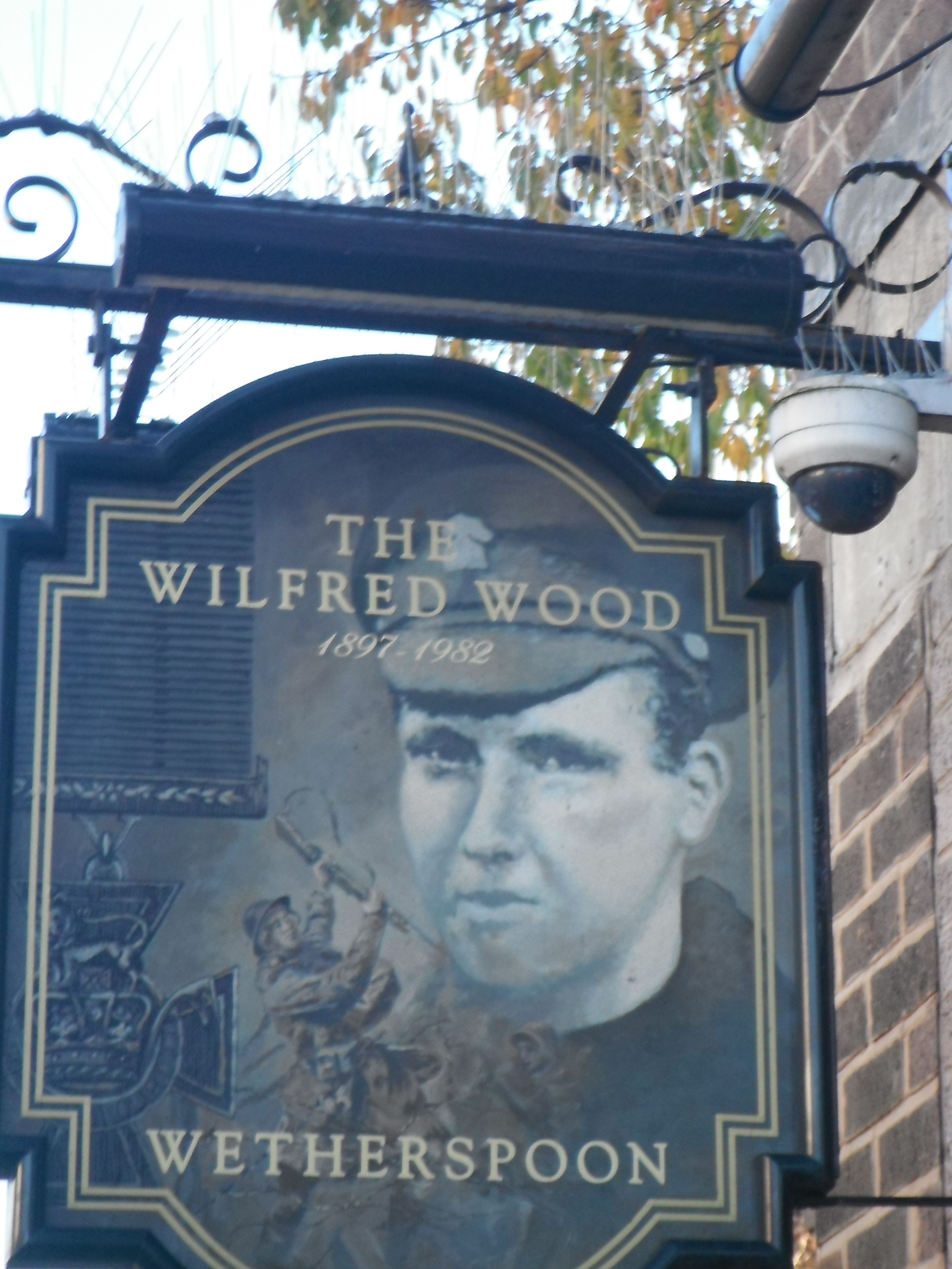 Photo taken by me - The Wilfred Wood pub sign - Hazel Grove Stockport