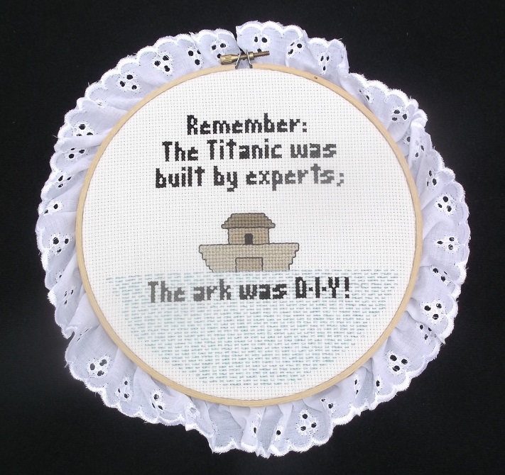 A counted cross stitch wall hanging created by me that I put in my Etsy shop today