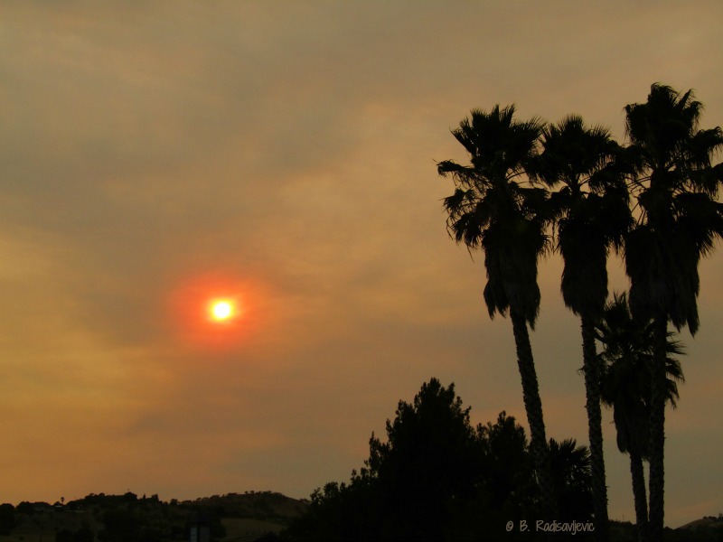 Smoky Sunset in Paso Robles During Chimney Fire