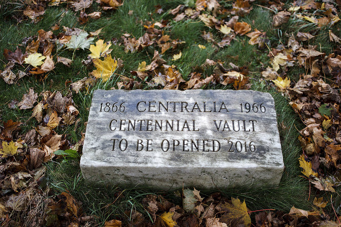 One of five time capsules buried within the Centralia city limits