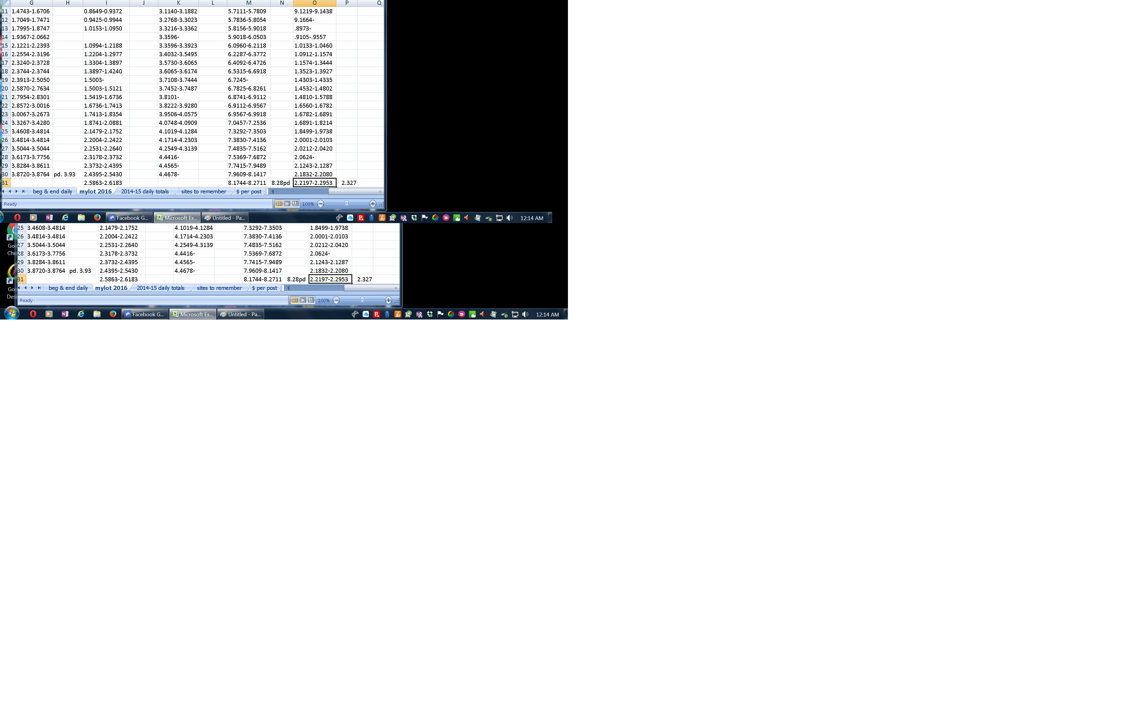 daily totals saved to a spreadsheet with a larger screen resolution per Barry