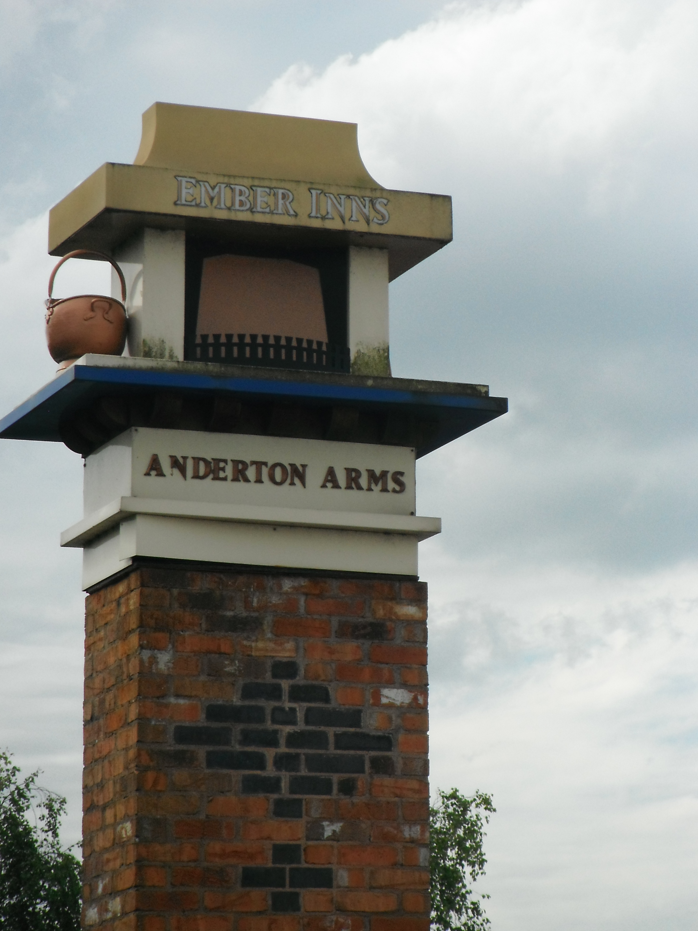 photo taken by me - the pub sign for The Anderton Arms, Fulwood, Preston