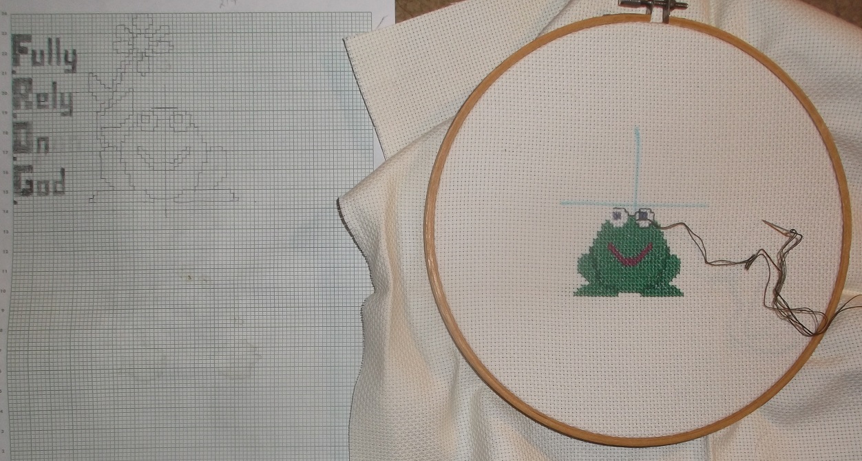 Photo I took of my progress on my most recent counted cross stitch project