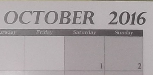 Cropped photo of my calendar