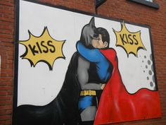 Photo taken by me – Batman And Superman kiss – mural in Manchester’s Gay Village community district.