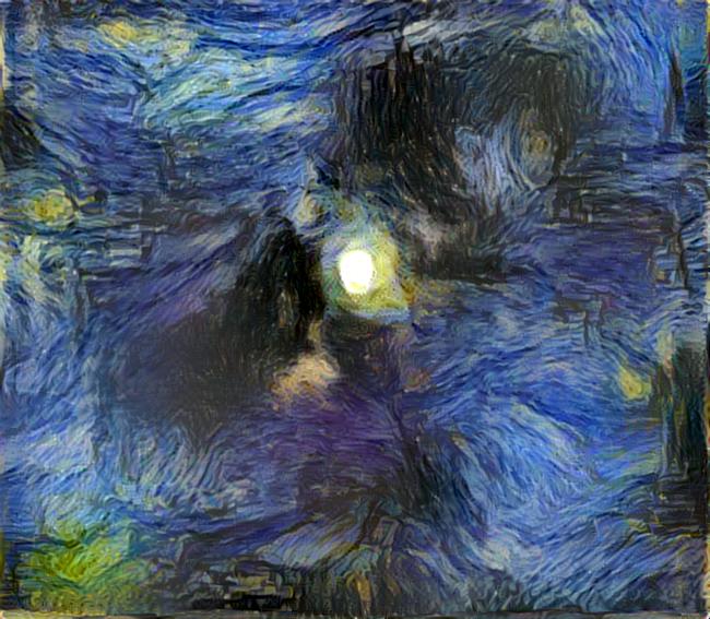 Photo of the Moon that I took with "Starry Night" effect on LunaPic.com