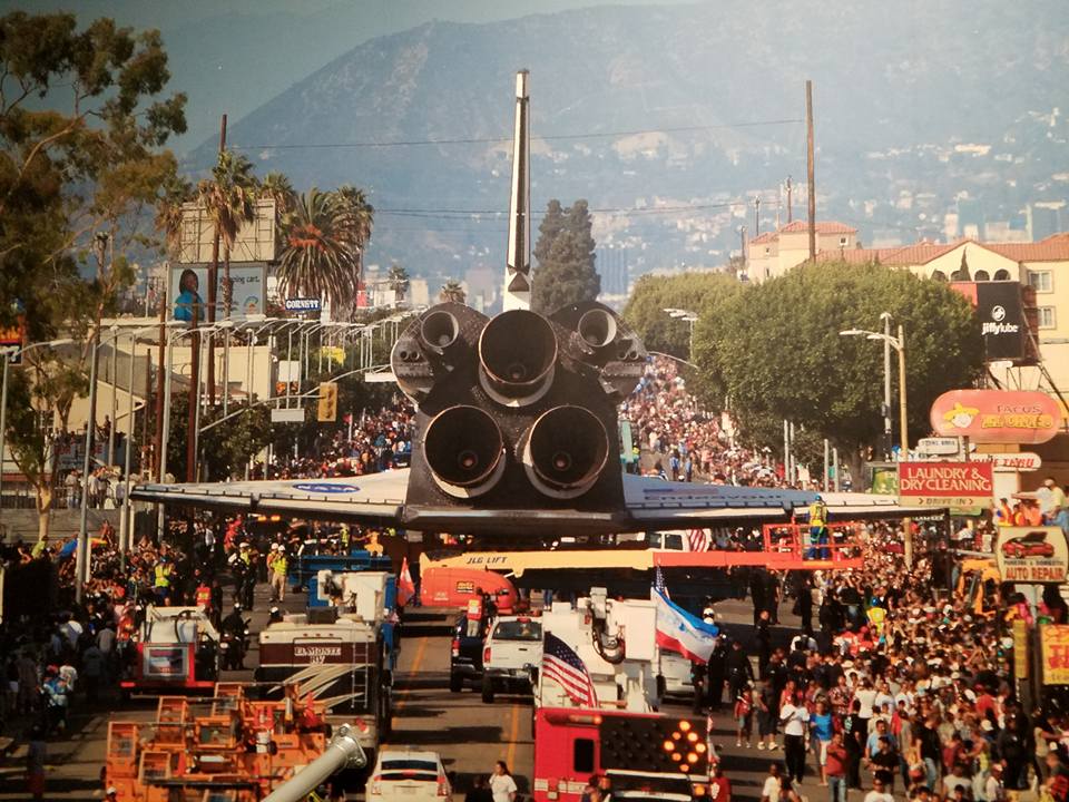 Photo of Endeavor being towed through LA; from California Science Center. Photo of Endeavor being towed through LA; from California Science Center.