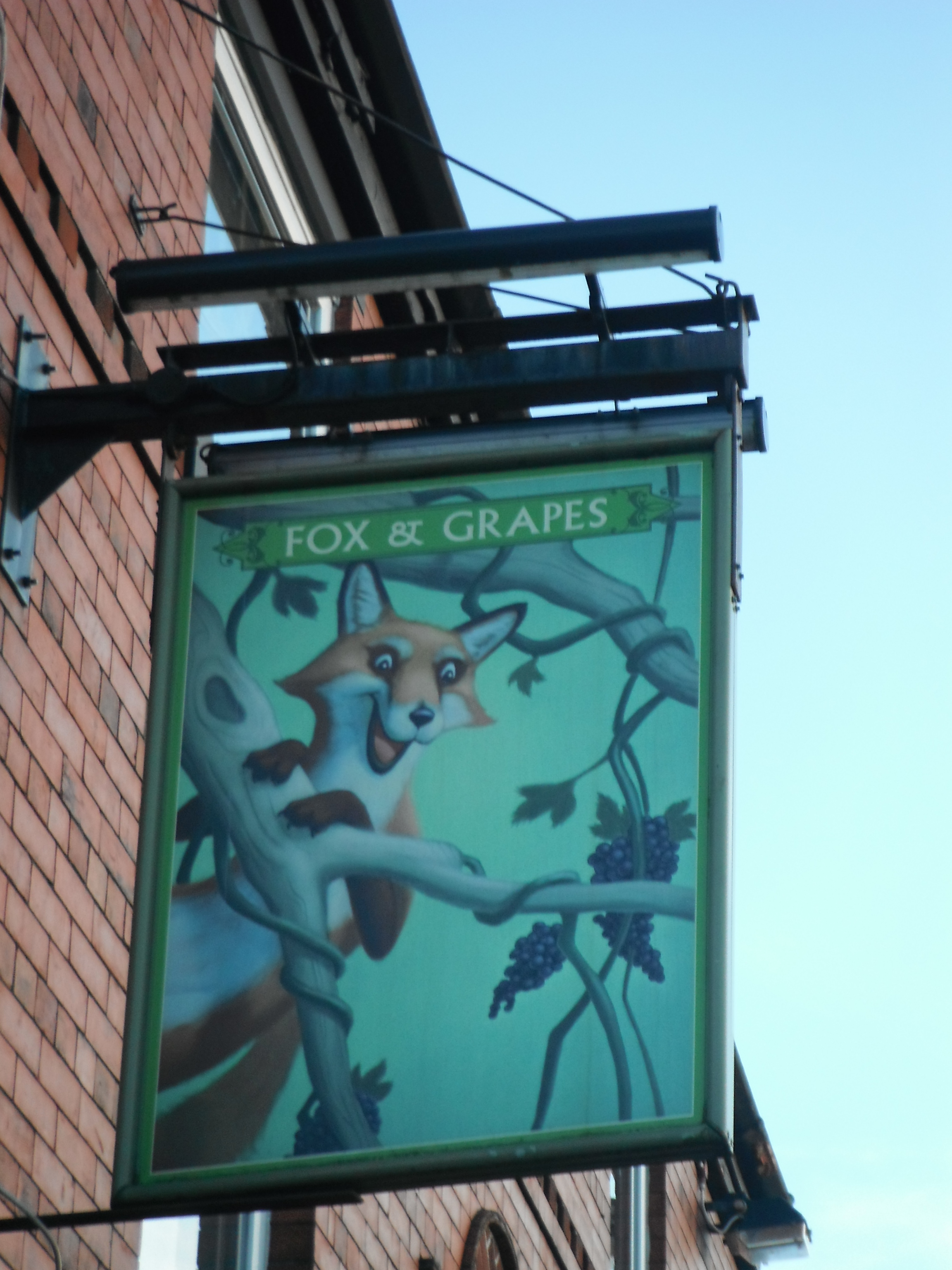 Photo taken by me – The Fox And Grapes pub sign, Preston