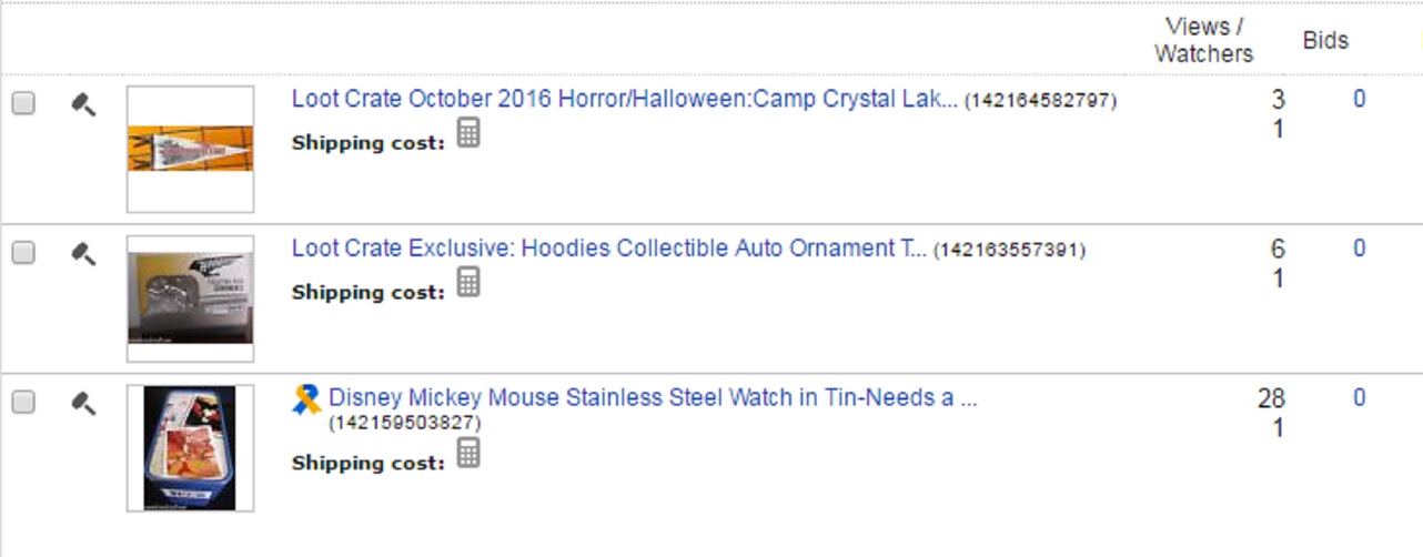 Screen capture of three of my current items that I have on eBay Screen capture of three of my current items that I have on eBay