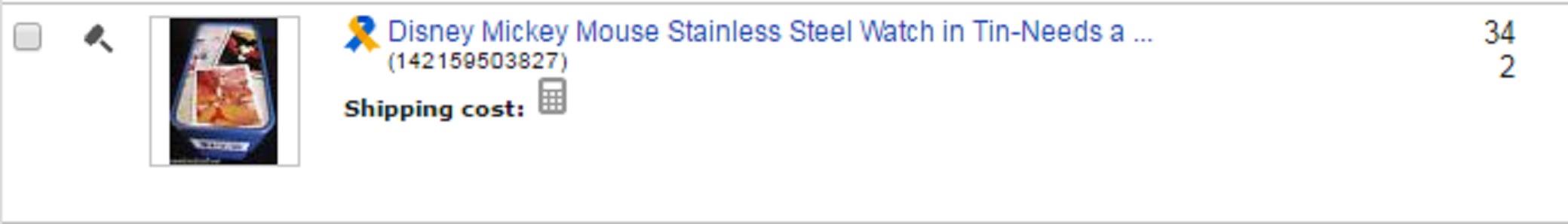 Screen shot I took of my eBay auction for a Mickey Mouse watch Screen shot I took of my eBay auction for a Mickey Mouse watch