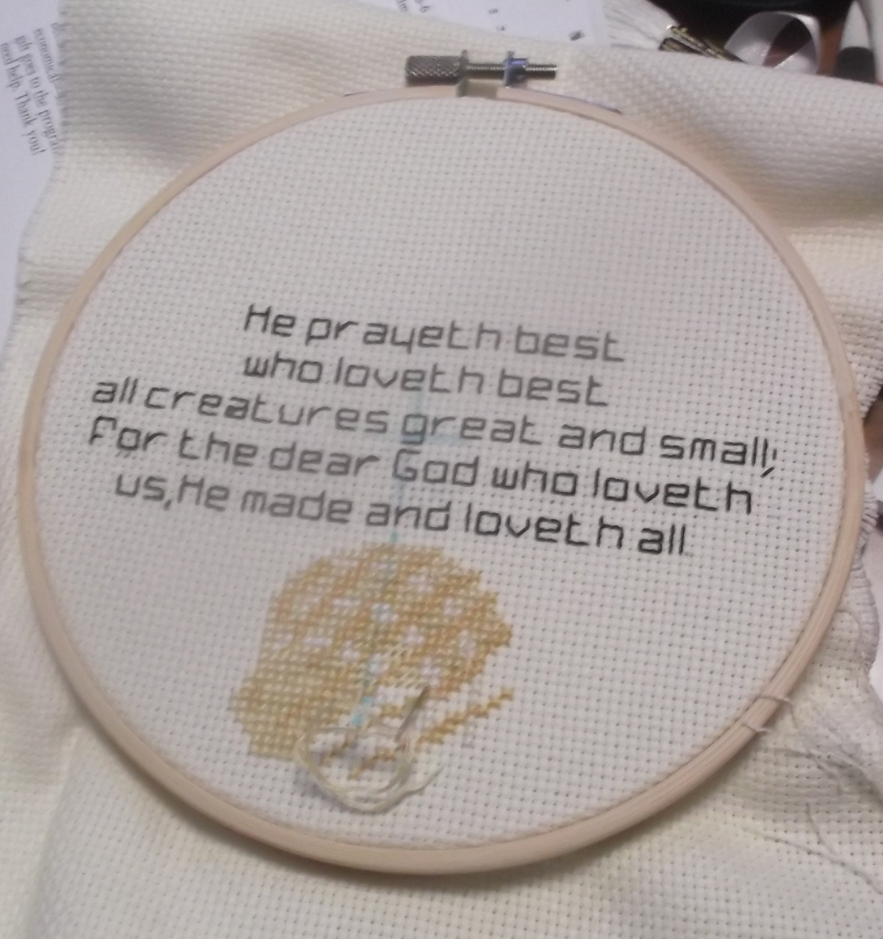 Progress on my latest counted cross stitch project as of 11-2-16