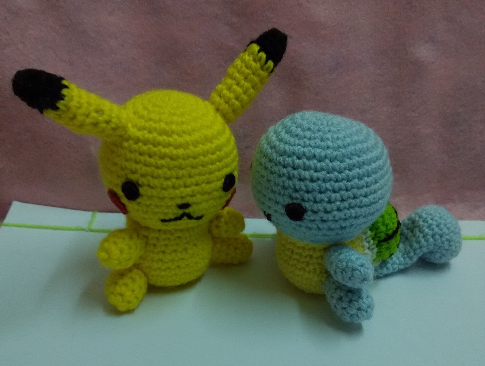 My crocheted Pikachu and Squirtle