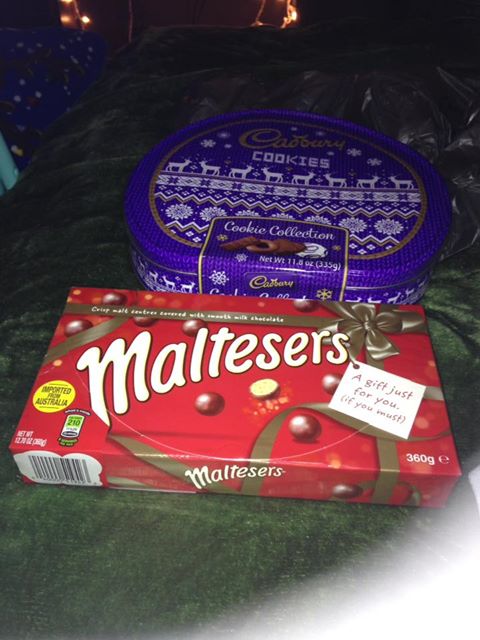 Maltesers (mine) Cadbury's (gifting)