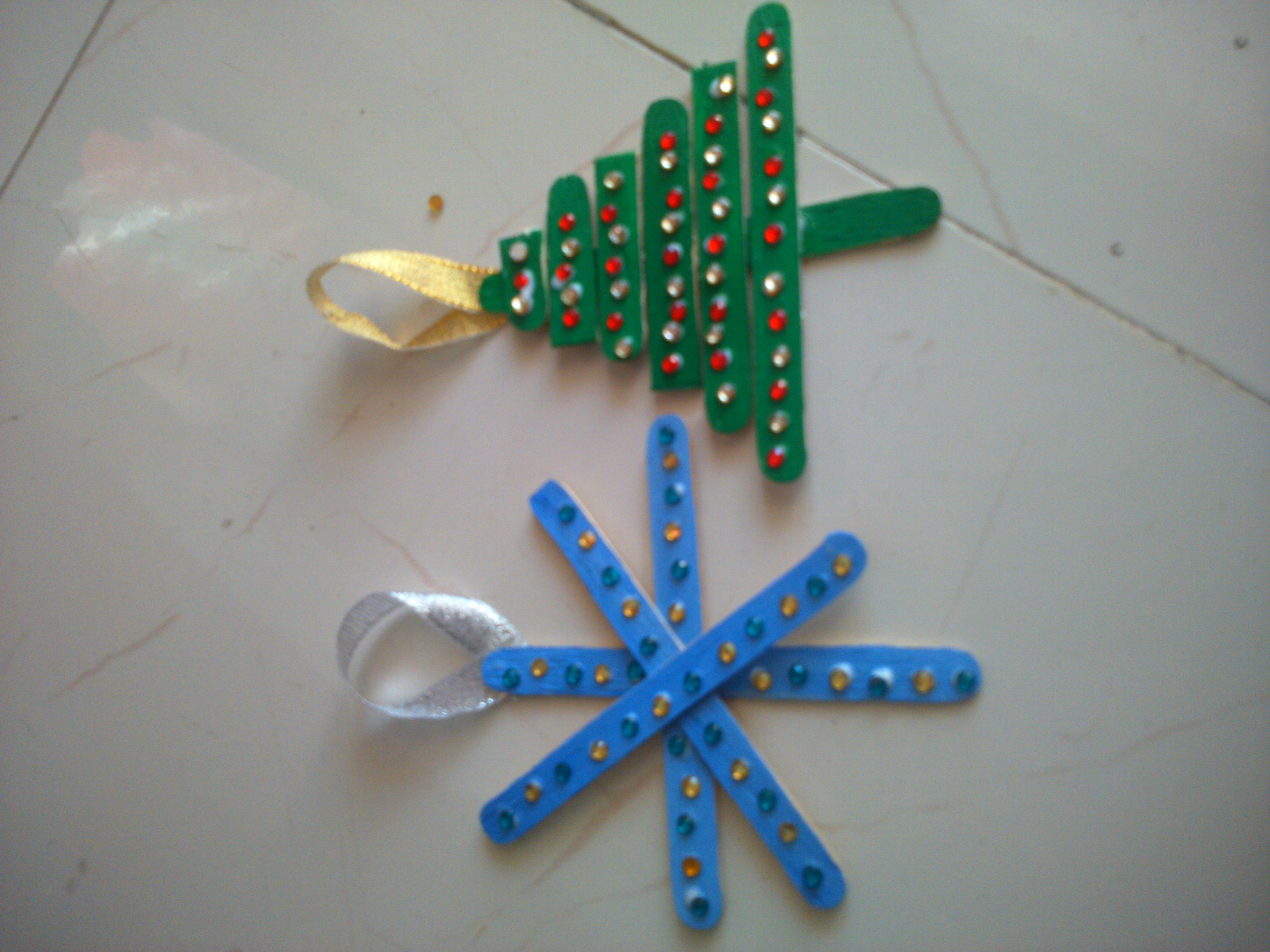 snowflake and tree ornament