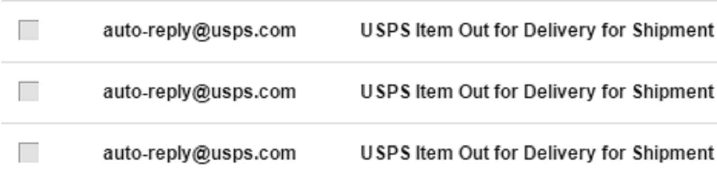 Screen Cap of my email, saying three things are out for delivery