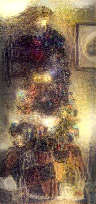 Photo I took of our Christmas Tree with "Monet" effect on LunaPic.com