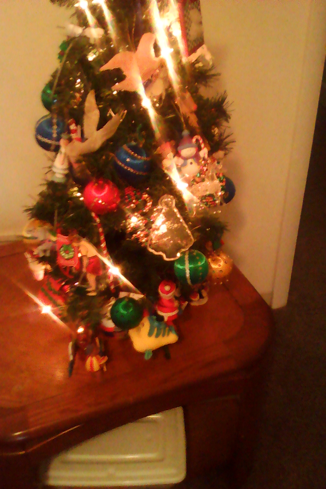 This is my mini pre-lit Christmas tree. 