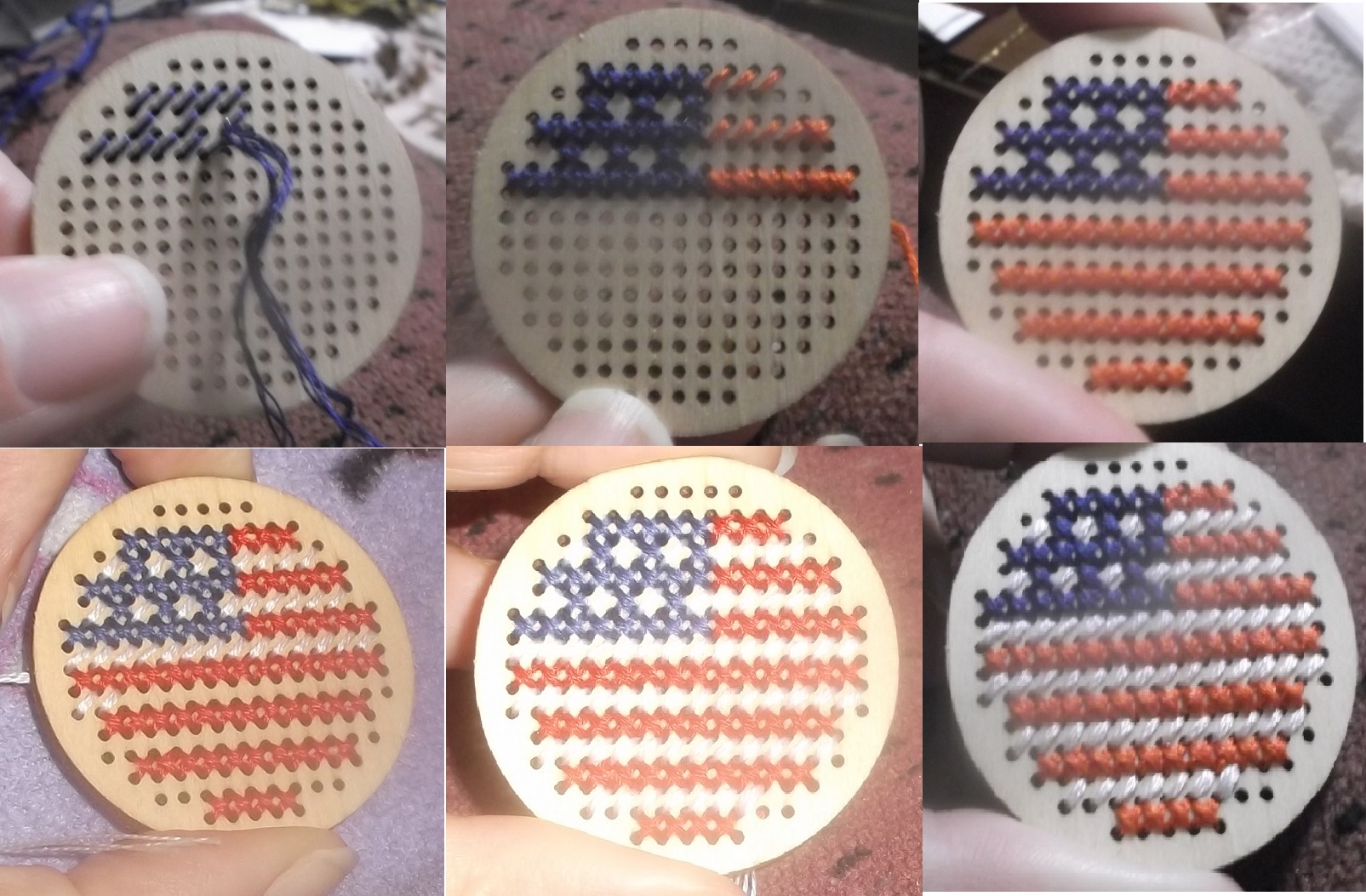 Photos I took of my progress on the pendant I am cross stitching, and made into a collage on Microsoft Paint Photos I took of my progress on the pendant I am cross stitching, and made into a collage on Microsoft Paint
