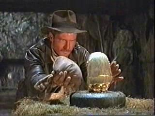 Indiana Jones switches Bag of Sand (Salad) for Golden Idol (Meat)