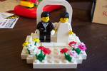 Weddings - A happy Lego couple wedding cake topper.  I had roses on top of my cake, others do things a little more traditional and some do things that are uniqne like the lego bride and groom.