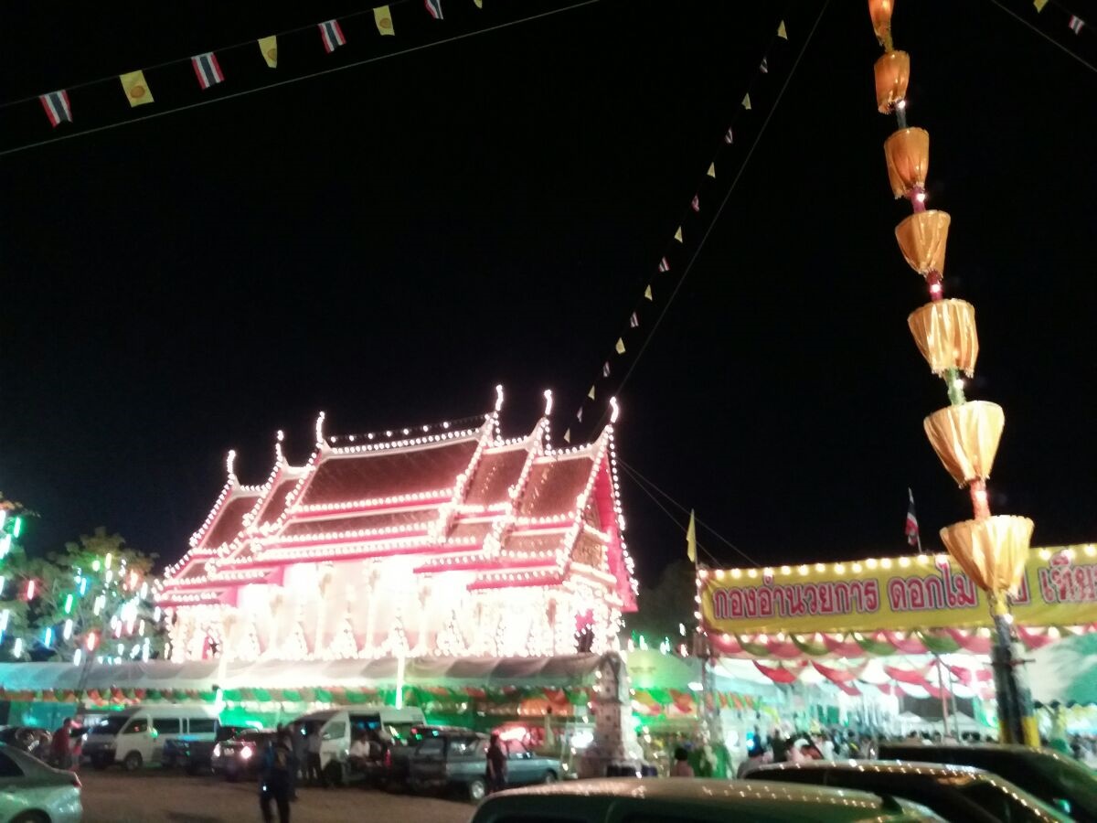 Festival Lights at Local Temple, Phetchaburi Thailand