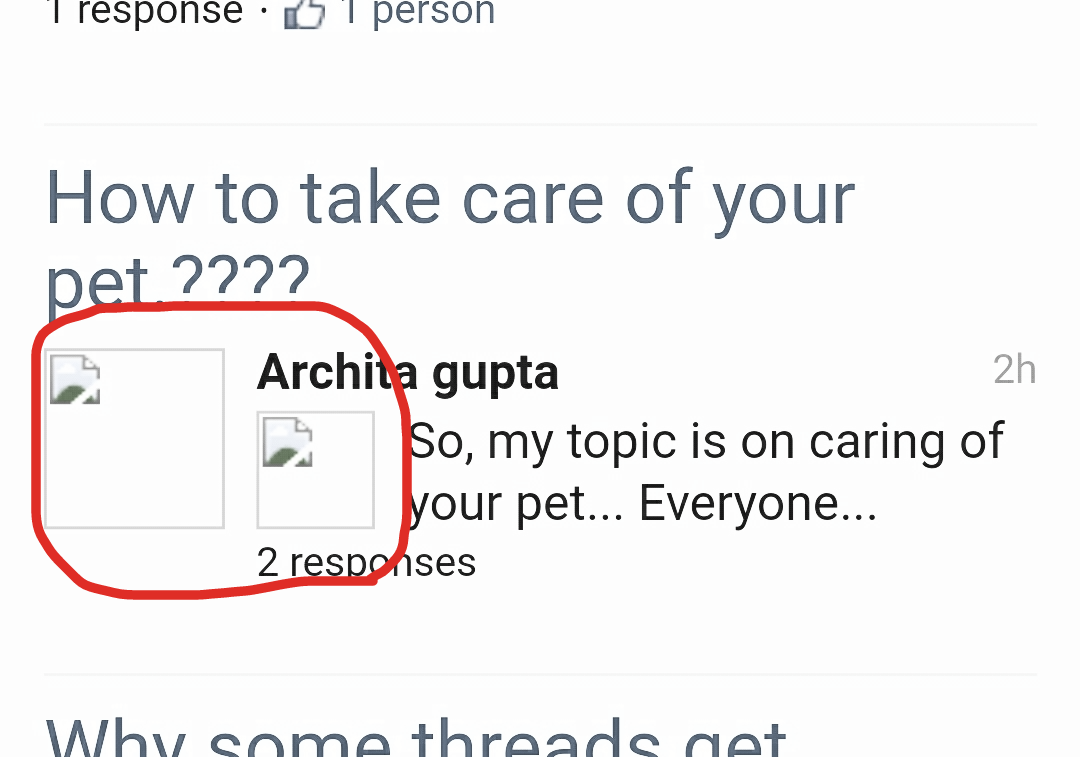 New user's post -  no avatar &  no pic thumbnails