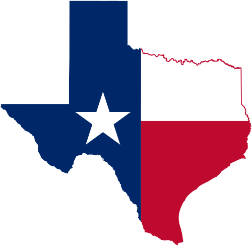 Texas map and flag