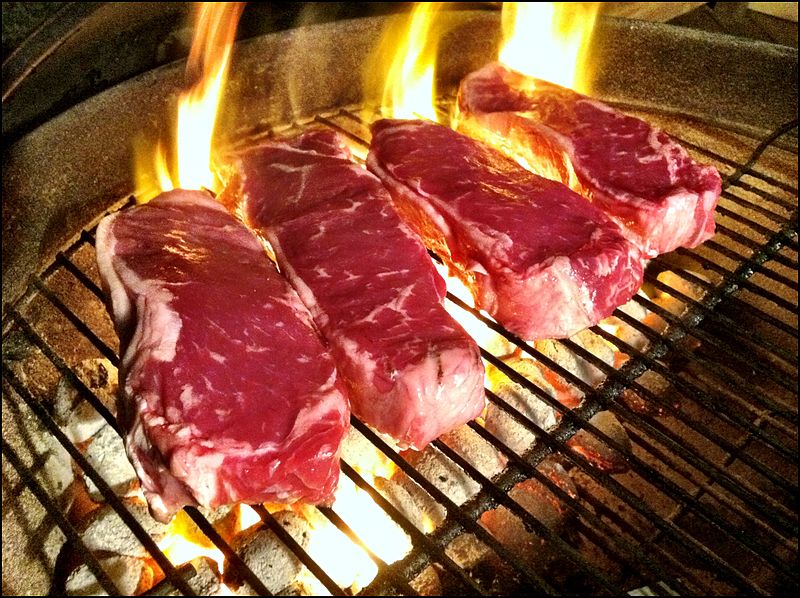 Grilled steaks.