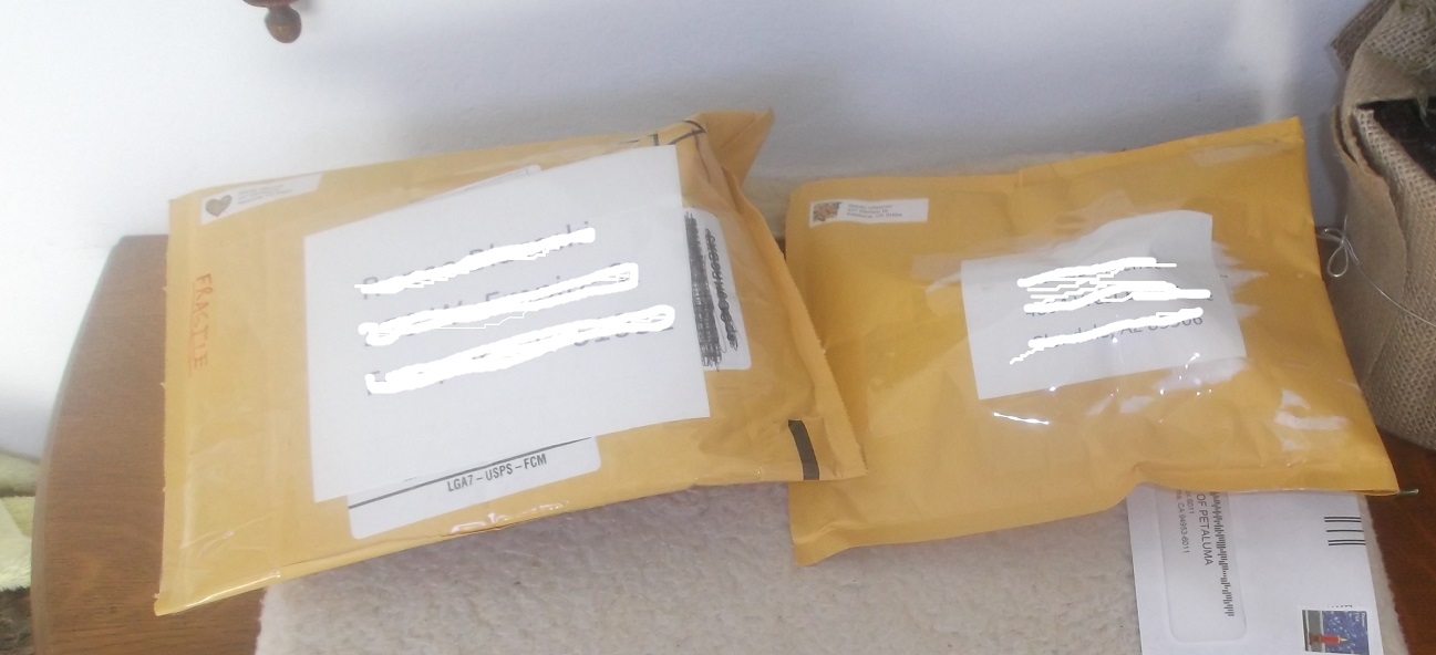 Packages that I have packed up to send to pen pals (photo by me)