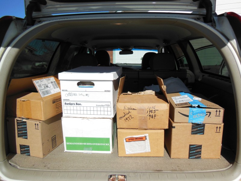 Boxes of Books to Donate Loaded into My Car