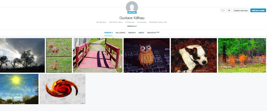 Screenshot of my 'Gallery' of a few pix I put up on 500px.