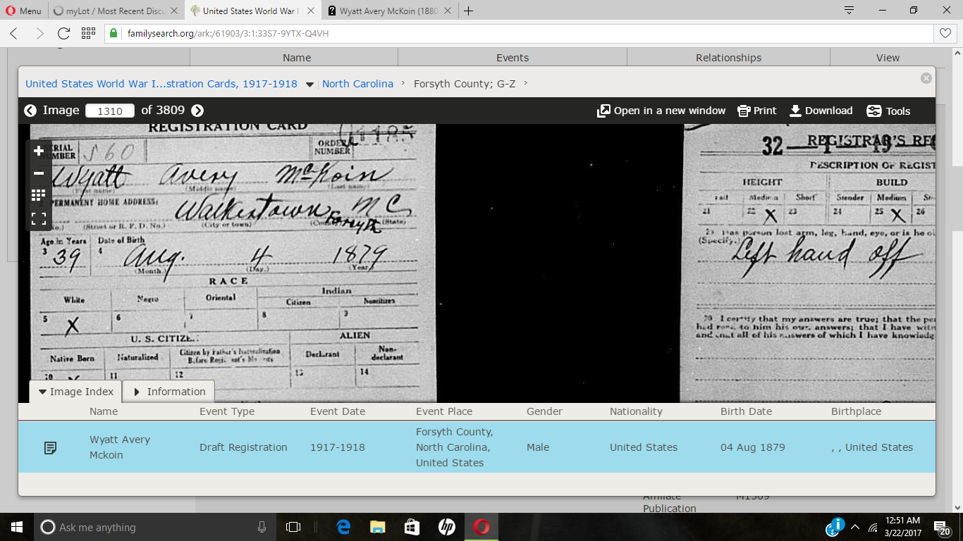 Great Great Grandfather&#039;s Draft Card