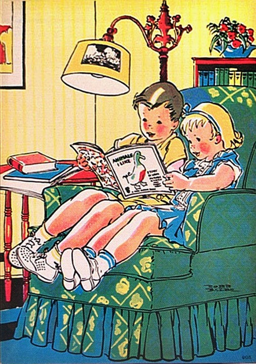 https://pixabay.com/en/children-retro-reading-1950s-style-1384386/