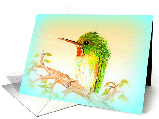 Pretty Rainbow Bird Sitting In A Tree - Greeting Card