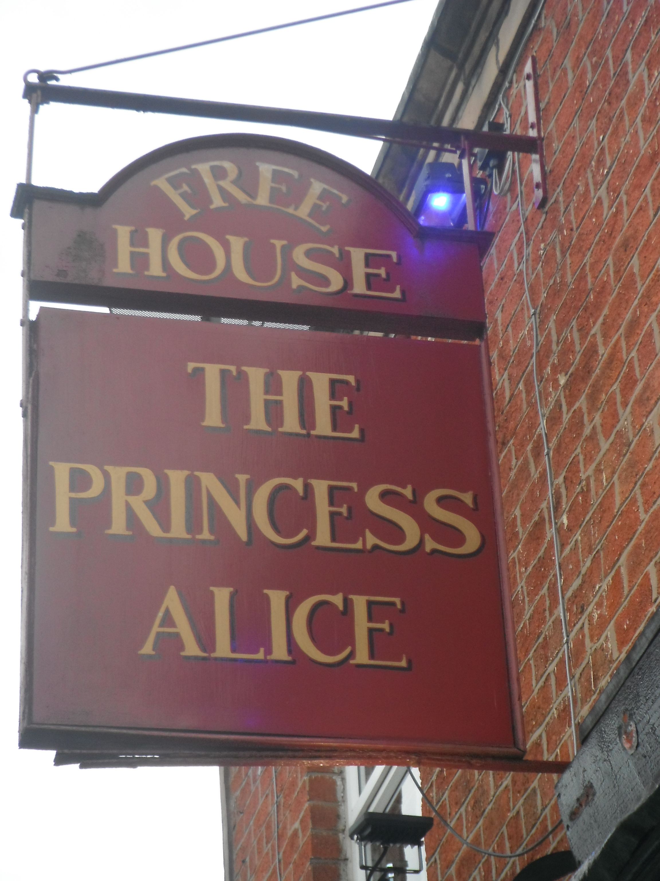 Photo taken by me – the pub sign for the Princess Alice, Preston 