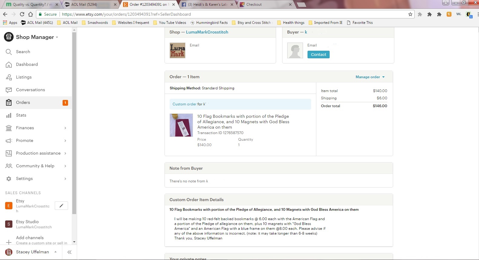 Screencap I took of the invoice of my Special Order/Payment via Etsy Screencap I took of the invoice of my Special Order/Payment via Etsy