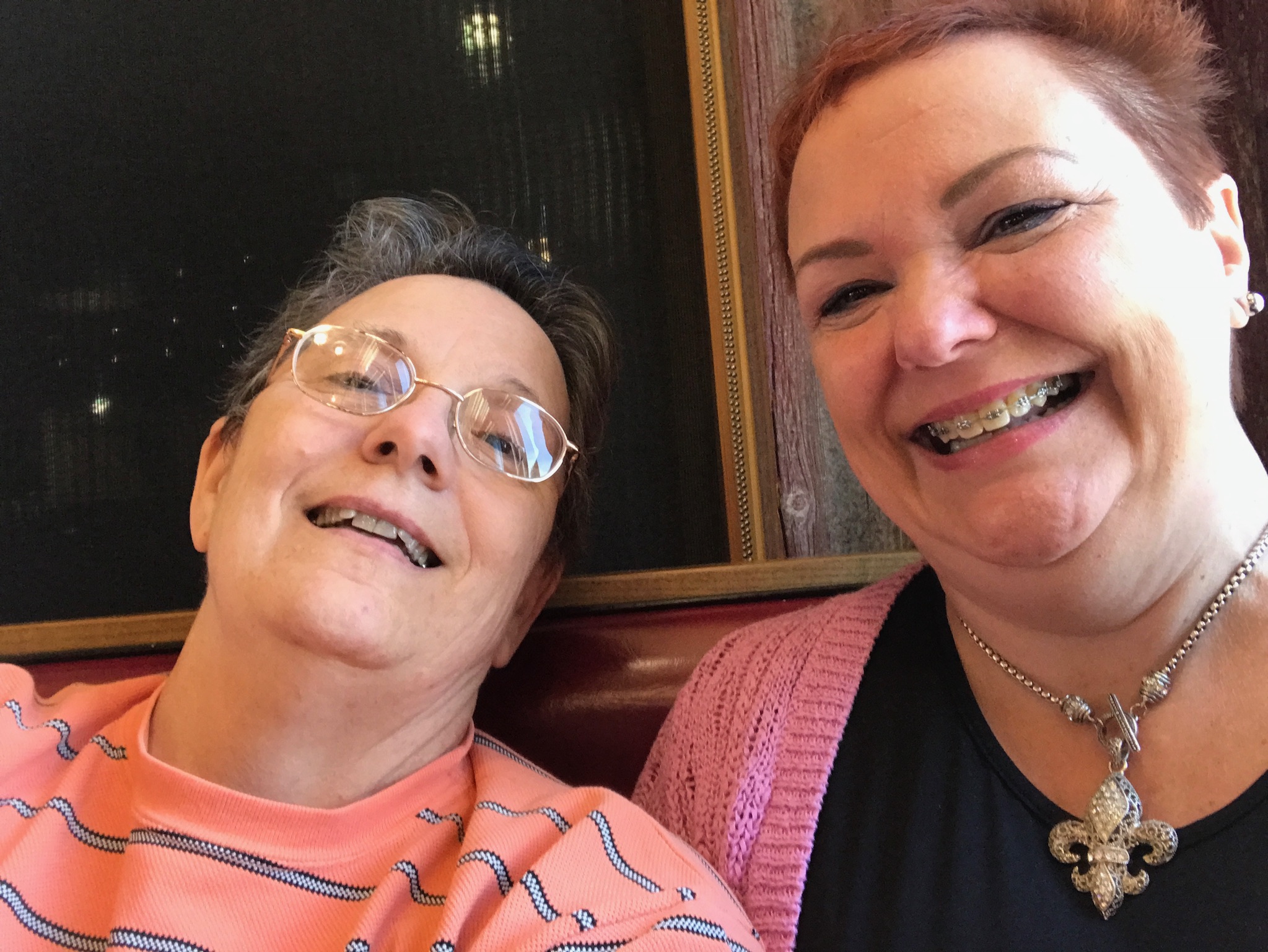 Lori (right) and me after a good lunch and fun time at lunch today.  Photo taken by and the property of FourWalls.