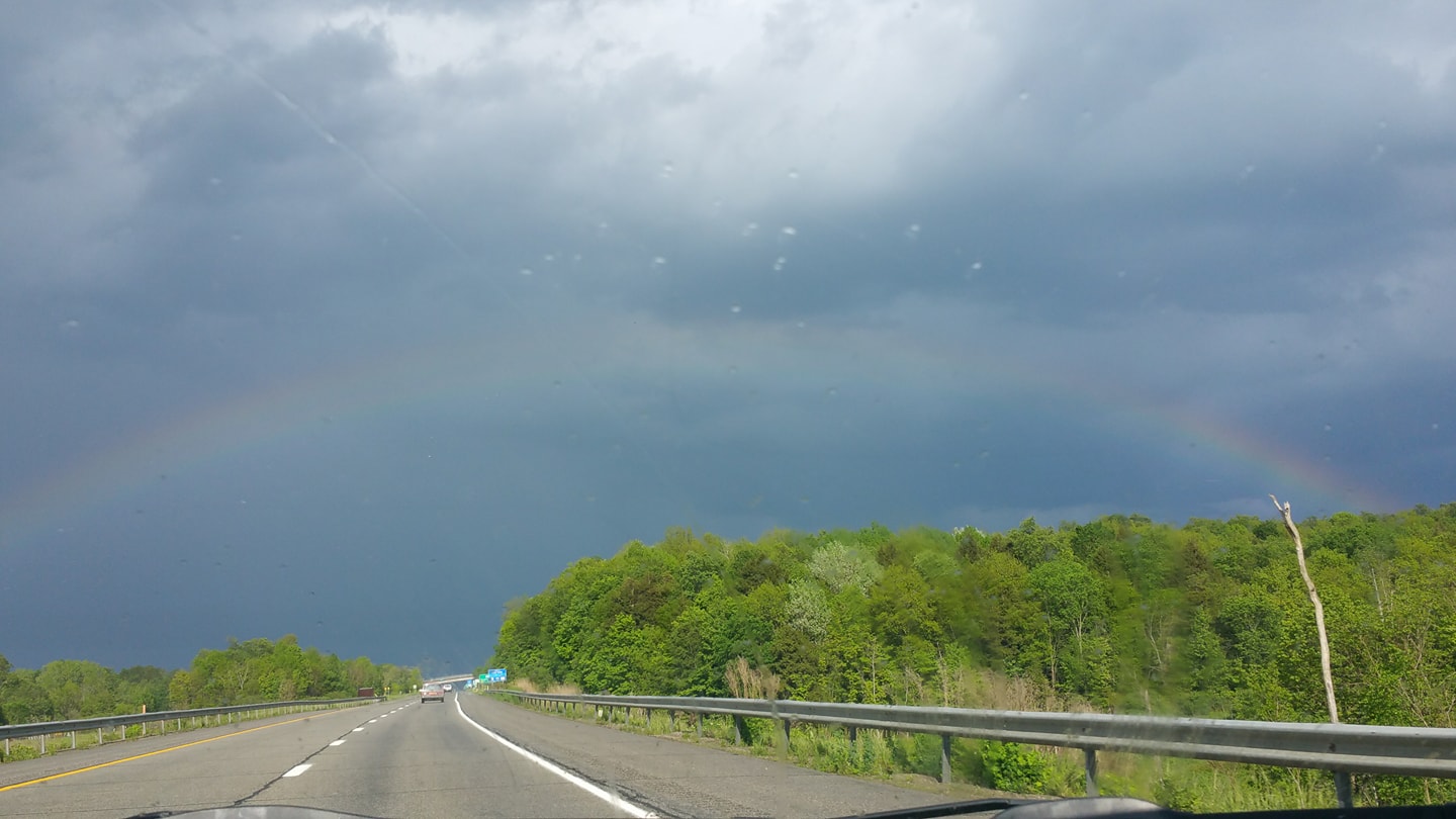 Rainbow that greeted us as we crossed into New York state, where we spent the most time
