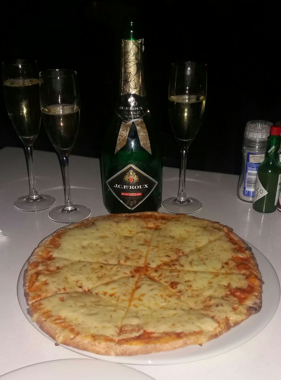 pizza and champagne night out 
