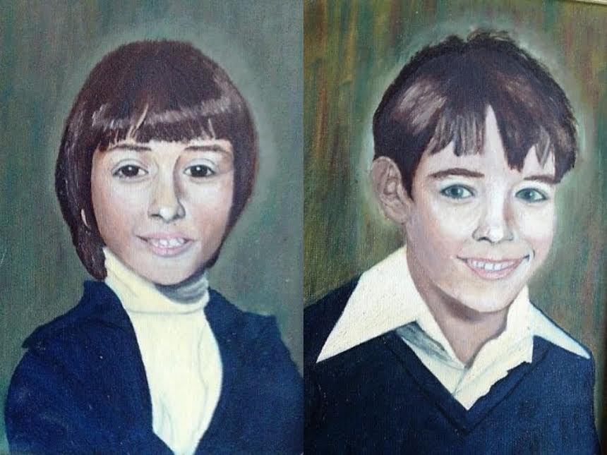 My children, painted by their grandmother.